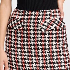 Red and Black Houndstooth Pencil Skirt